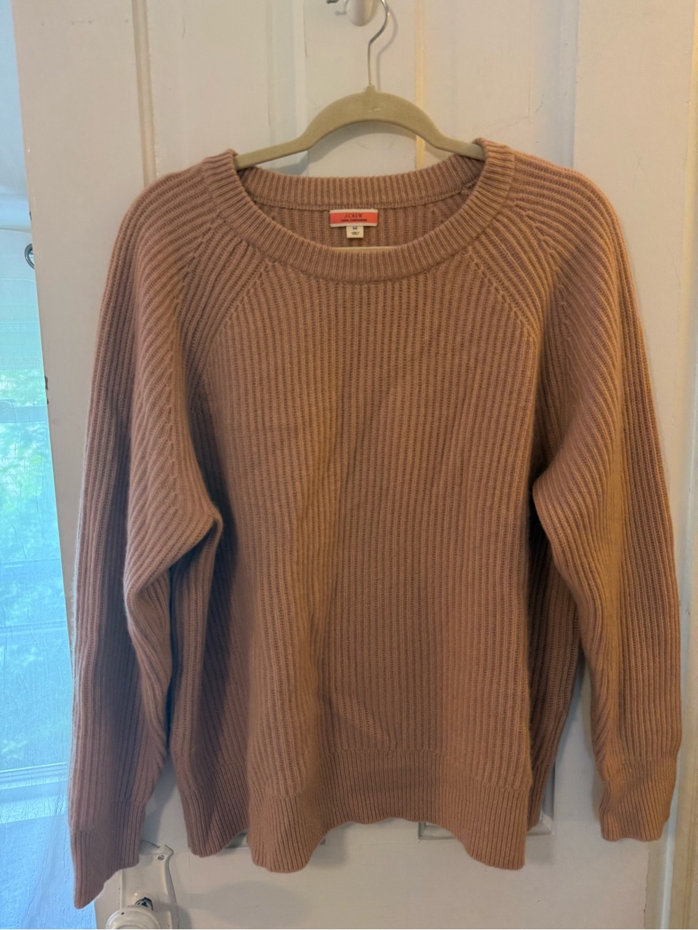 J. Crew Ribbed Cashmere Crewneck Sweater - Rose Taupe